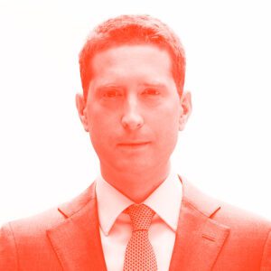 Photograph with a red overlay of David Shalleck-Klein who is protecting New York families from unnecessary and harmful separation