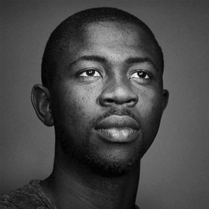 Black and white photograph of Edafe Okporo