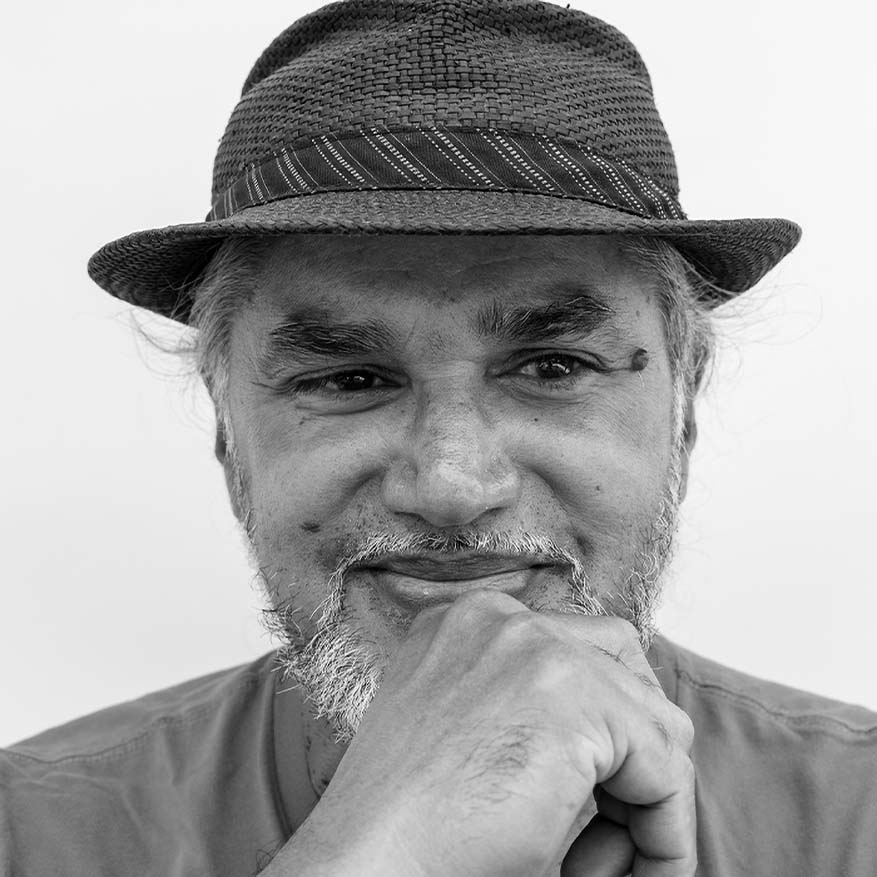Black and white photograph of activist Ravi Ragbir