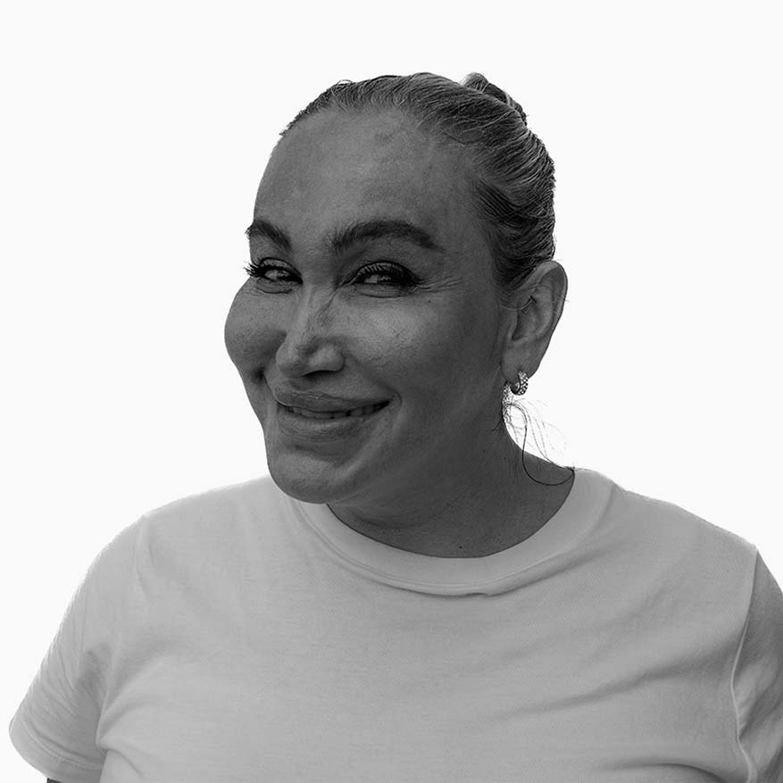 Black and white photograph of Cecilia Gentili who is building a New York that celebrates the joy, talent, and resiliency of trans people
