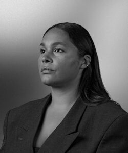 Black and white image of Geneva White who is building a more inclusive and equitable creative economy in NYC